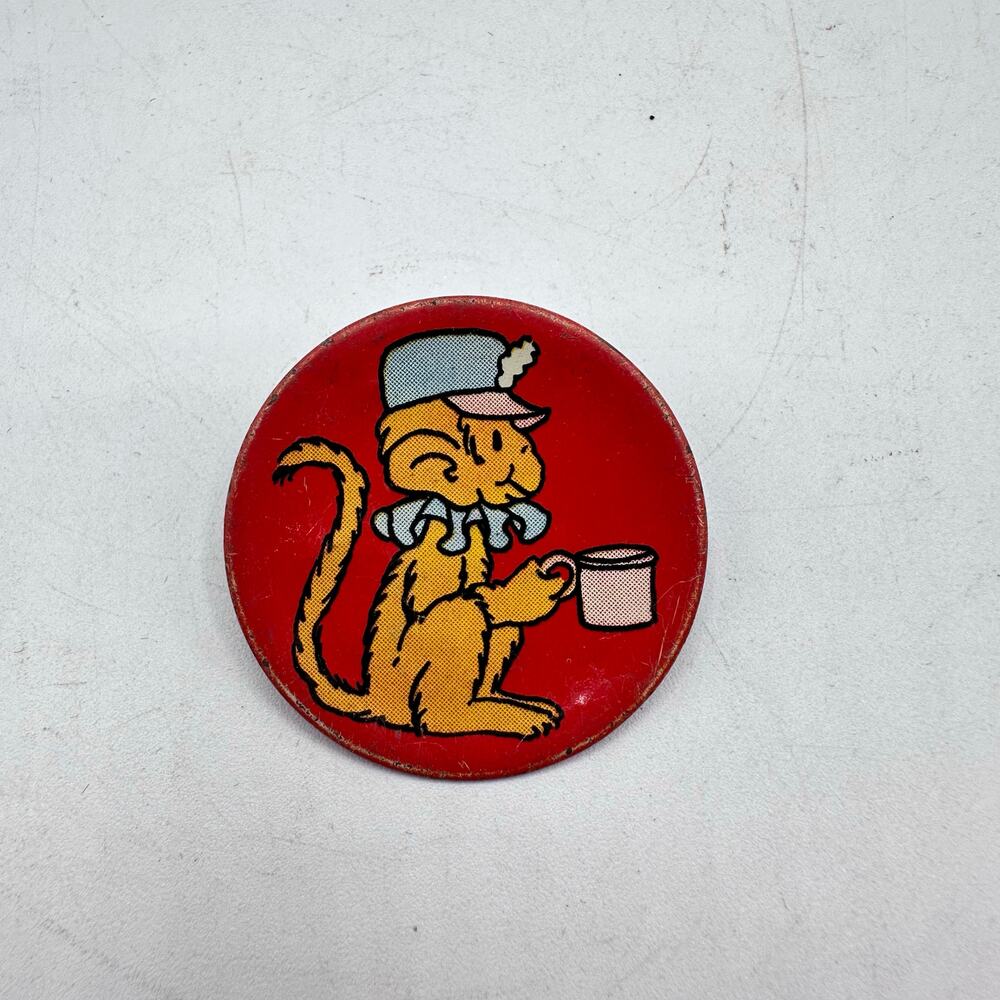 Vintage Ohio Art Tin Toy Tea Saucer Brooch - Circus Monkey Upcycled - Picture 3 of 4